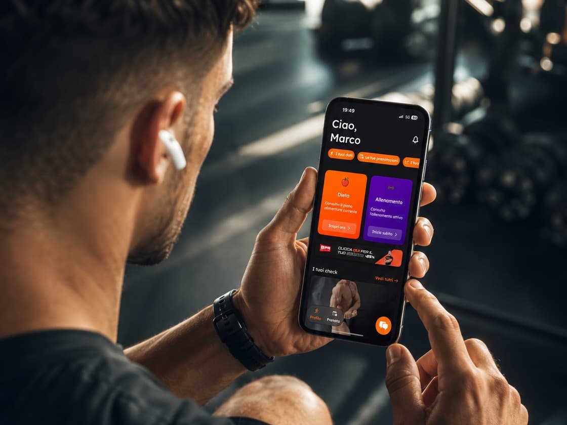 BestYou personal training app shown in a gym