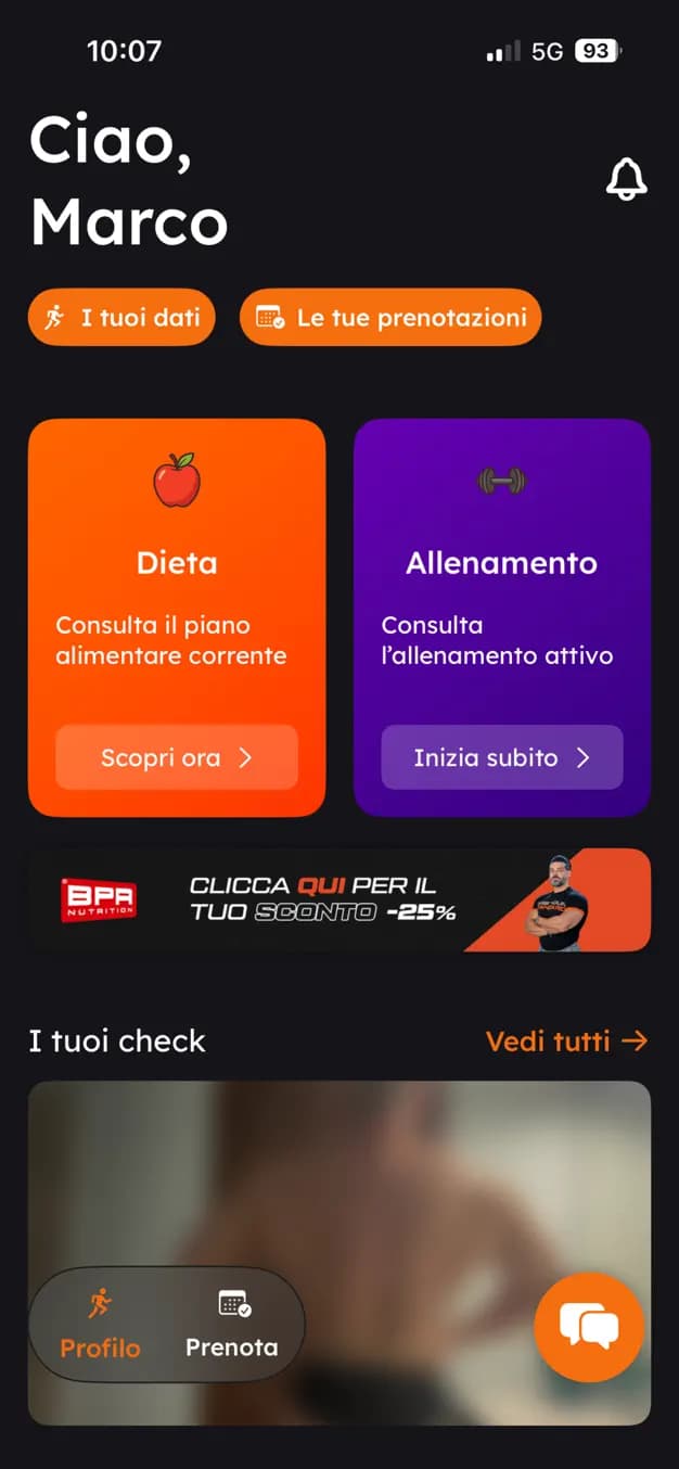 BestYou Plus dashboard with training and nutrition plans