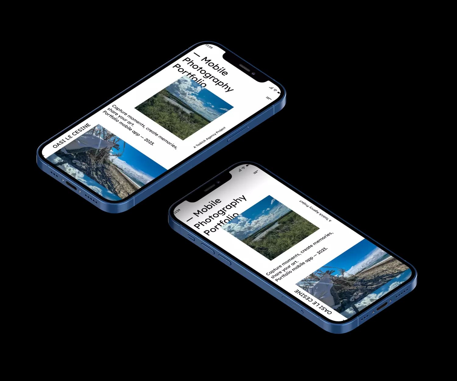 Photography Portfolio mobile app mockup