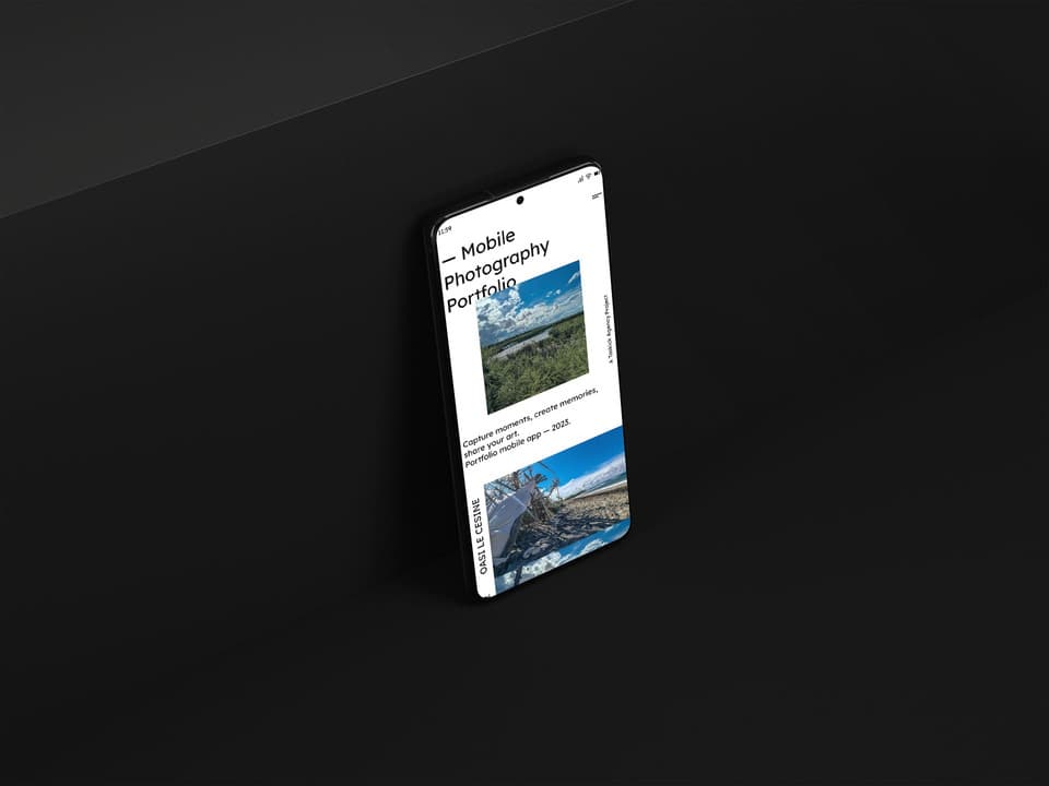 Photography Portfolio app mockup
